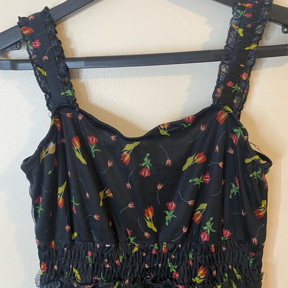 Lapis Pleated Crinkle Floral Black Maxi Dress size small - Picture 11 of 14